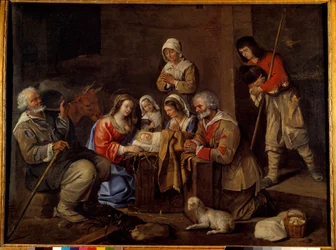Hyrdenes tilbedelse, maleri av Jean Michelin (1623-1695) 1600-tallet.