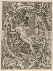 Cleopatra bitt av en asp, 1535-55.