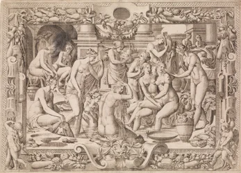Kvinner som bader, 1535-55.