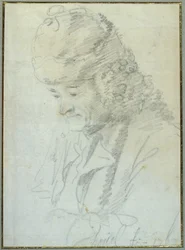Voltaire (1694-1778) i alderdom, 1769 (fargestift på papir)