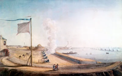 Utsikt over Boulogne-sur-Mer leir: Napoleon observerer den engelske flåten