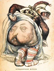 The Immorbid Albion - Edward VII". Tegneserie av Jean Veber om Boerekrigen - «L