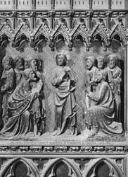 Katedral, interiør, korskjerm, Jesus Kristus som viser seg for apostlene og disiplene i Galilea, ca. 1340-51 (polykrom stein)