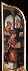 Venstre panel av Triptych of the Annunciation (The Annunciation). Maleri på tre av Jean Bellegambe den eldre (1470-1534) Mål 103 x 33 cm St. Petersburg, Eremitagemuseet