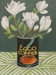 Hvit magnolia i gammel kaffeboks (akryl)