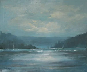 Salcombe sen ettermiddag (olje på lerret)