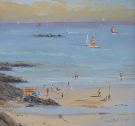 Salcombe Millbay Morgen (olje på lerret)