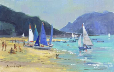 Salcombe seilbåter (olje på lerret)