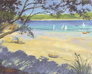 Salcombe Southsands Beach (olje på lerret)