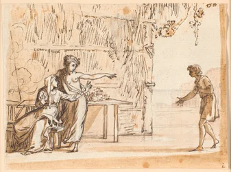 En scene fra Salomon Gessners idyll "Le premier navigateur"