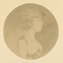 Mezzotint-portrett av en jente i profil, fra The St. Memin Collection of Portraits, 1862.