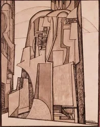 Landskap, ca. 1914 (penn og blekk)