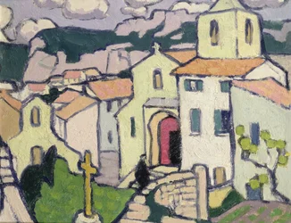 Les Baux, presten går inn i sin kirke, ca. 1911