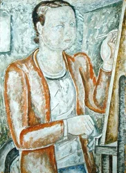 Selvportrett, ca. 1928 (olje på gesso-tavle)