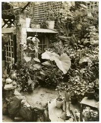 Basseng som viser terrasse Home of George and Mary Stonehill, Greenwich Village, New York, USA, ca. 1936-37 (foto av gelatinsølv)