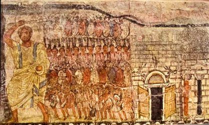 Exodus og krysset av Rødehavet (tempera på gips)