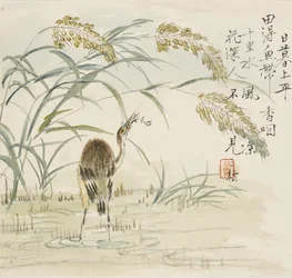 En egret som spiser en fisk, 1857
