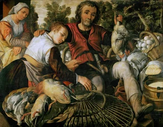 Tidlig nederlandsk kunst: Scene de marche - Markedsscene av Beuckelaer, Joachim (ca. 1533-1574)