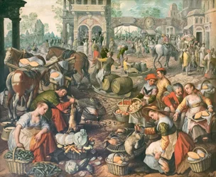 Market Square, Joachim Beuckelaer (olje på lerret)