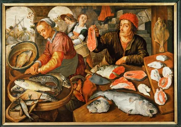 Fiskemarked (olje på tre)