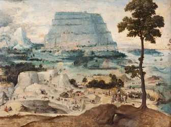 Byggingen av Babels tårn, ca. 1550 (olje på panel)