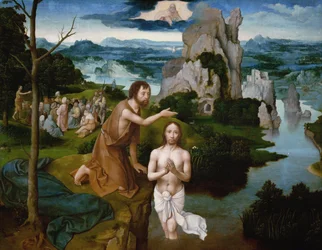 Kristi dåp (detalj). Maleri av Joachim Patinir (Patinier, Patenier) (1480-1524)