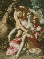 Kefalus og Prokris (Prokris#39; død), ca. 1595–1600 (olje på lerret)