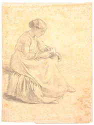 Sittende, lesende kvinne