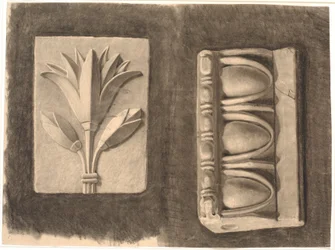 Tegning etter gips. To ornamentale fragmenter