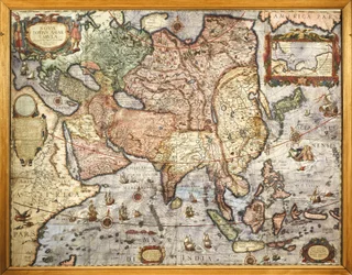 Kartografi, kart over Asia. Fra Atlas av Joan Blaeu (1596-1673), trykt i 1686