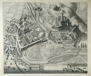 Italia, Dolceacqua, Landsbyen Dolceacqua (Imperia) fra Theatrum Regiae Celsitudinis Savoy av Joan Blaeu, Amsterdam