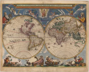 Kart over verden. Dobbel halvkule. 1662-64