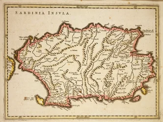 Kart over Sardinia-regionen, av Joan Blaeu