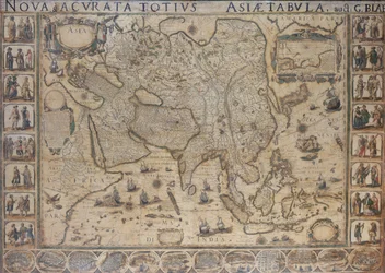 Nova amp; Acurata Totius Asiae Tabula, aukt G. Blaeu, ca. 1673 (farget gravering)