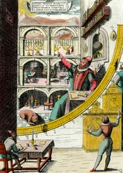 Representasjon av Tycho Brahe (1546-1601), dansk astronom i hans observatorium Gravering fra "Atlas Major Ssive et cosmographia Blavania labore et sumptibus" av Johannes Blaeu (1598-1673). 17. århundre. Paris, dekorativ kunst
