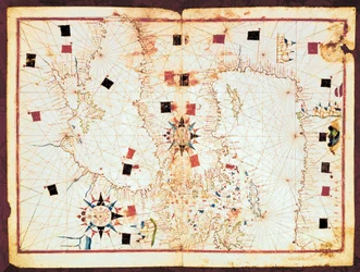 Kart over den østlige delen av Middelhavet og Svartehavet, manuskript av et portolan-atlas fra 1500-tallet (manuskript)