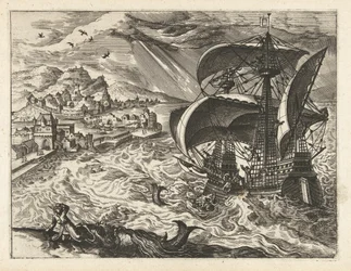 Seascape med Jonah and the Whale Landskap, sjølandskap og fantasifulle bylandskap (serietittel)