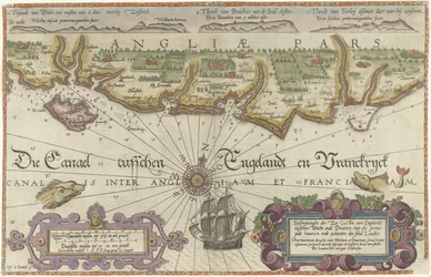 Kart over den engelske kysten mellom Isle of Wight og Dover Beskrivelsehe der zee Custen van Englandt tuschen Wicht ende Doueren (...) (tittel på objekt)