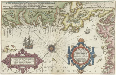 Kart over kysten av Norge og Sverige mellom Merdøy og Uddevalla Custe van Noorweghen, med det lander fra nord til øst i sin vest og formen (...) (tittel på objekt)
