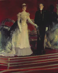 Portrett av kong Alfonso XIII av Spania, og hans mor, dronning Maria Christina