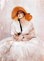 Portrett av Raquel Meller (1888-1962), spansk sangerinne og skuespillerinne. Detalj. Maleri av Joaquín Sorolla (1863-1923). 1919. Madrid. Sorolla-museet.