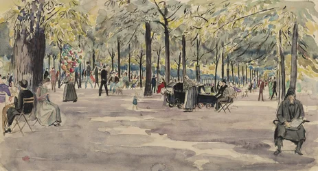 The Tuileries Gardens, Paris, ca. 1925 (blekk og wc på papir)