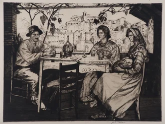 Una Trattoria, 1928 (etsing og tørrnipp)