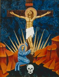 Korsfestelse, 2005 (eggetempera og 24 karat gull på tre)