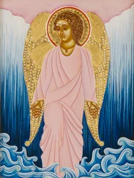 Gabriel, Vannens engel, 2004 (eggetempera og 24 karat gull på tre)
