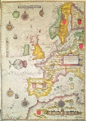 A Generell omsorg, og beskrivelse av Europas havkyster, og navigasjon i denne boken inneholdt (håndfarget gravering)