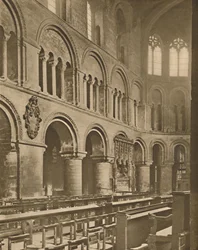 Within Great St. Bartholomews: Raheres Tomb in the Choir, c1935.