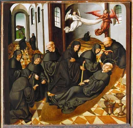 Sankt Bernhard av Clairvauxs død (tempera på tre)