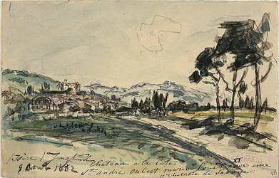 Slott, Cote Saint Andre (rekto) Tom vogn og skur med andre skisser (verso)