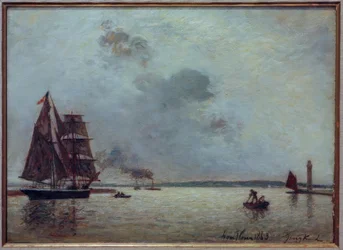 Inn i havnen i Honfleur ved soloppgang